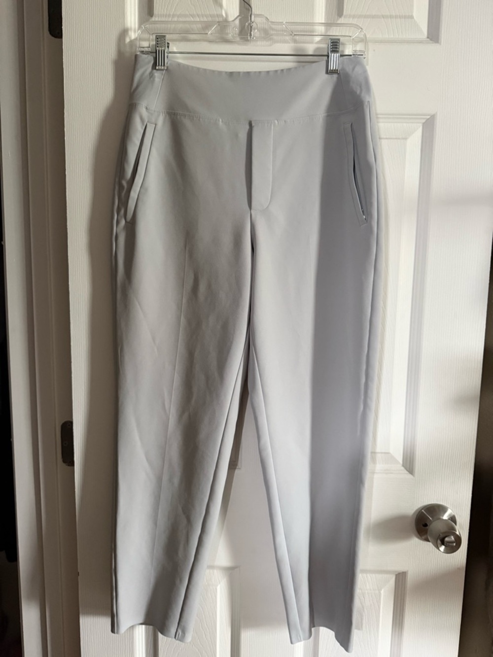 Athleta Light Blue, White Ponte Slim Crop Pants